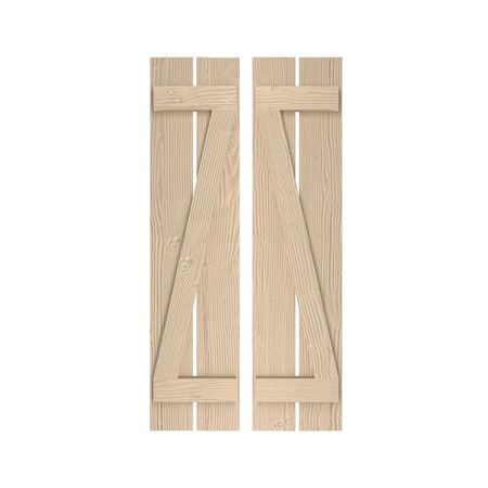 Rustic Two Board Spaced Board-n-Batten Sandblasted Faux Wood Shutters W/Z-Board, 11 1/2W X 50H